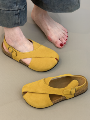 Bunion-Relief Slip-On Sandals with Cork Footbed