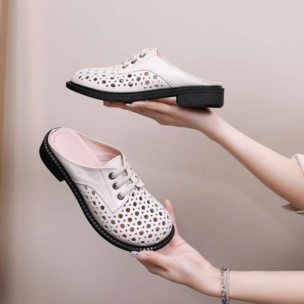 Breathable Backless Leather Shoes