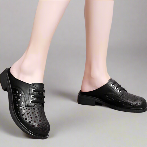 Breathable Backless Leather Shoes