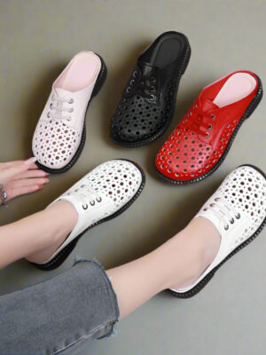 Breathable Backless Leather Shoes