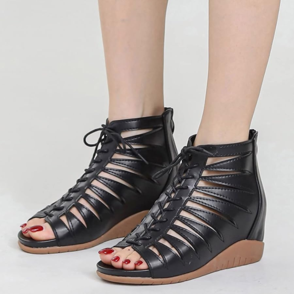 Roman-Inspired Hollow Wedge Sandals ?C Bunion-Friendly Summer Elegance