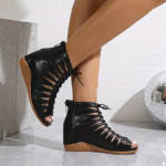 Roman-Inspired Hollow Wedge Sandals ?C Bunion-Friendly Summer Elegance