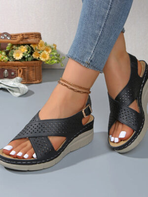 Orthopedic Cross-Strap Wedge Sandals