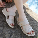 Women's Medium Heel Wedge Sandals with Orthotic Sole