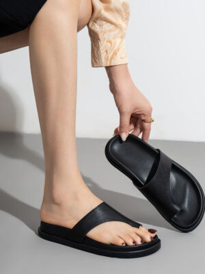 Genuine Leather Thick-Soled Flip-Flops