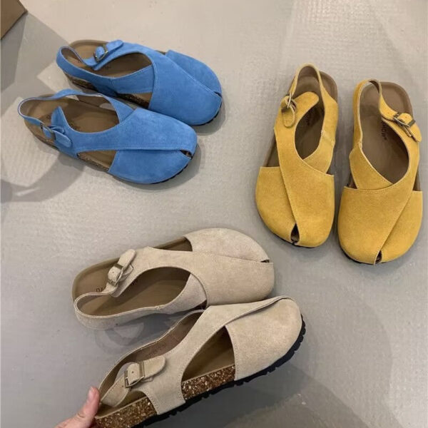 Bunion-Relief Slip-On Sandals with Cork Footbed