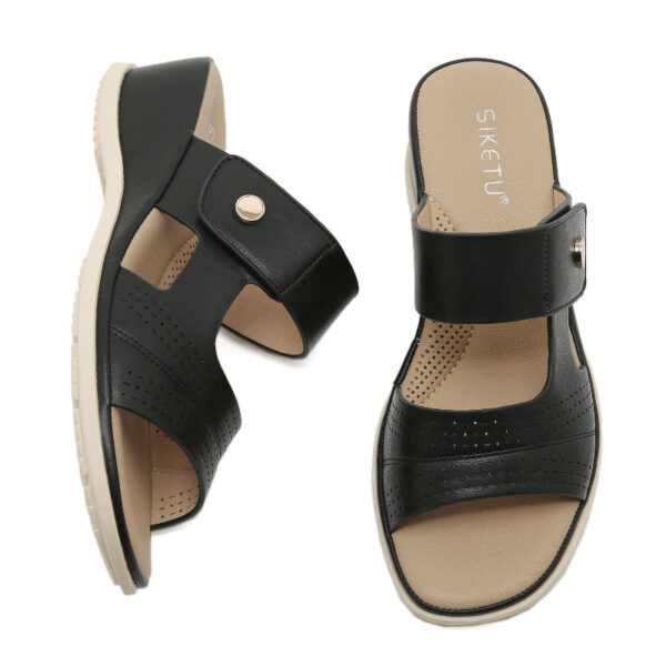 Women's Medium Heel Wedge Sandals with Orthotic Sole