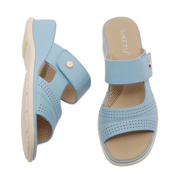 Women's Medium Heel Wedge Sandals with Orthotic Sole